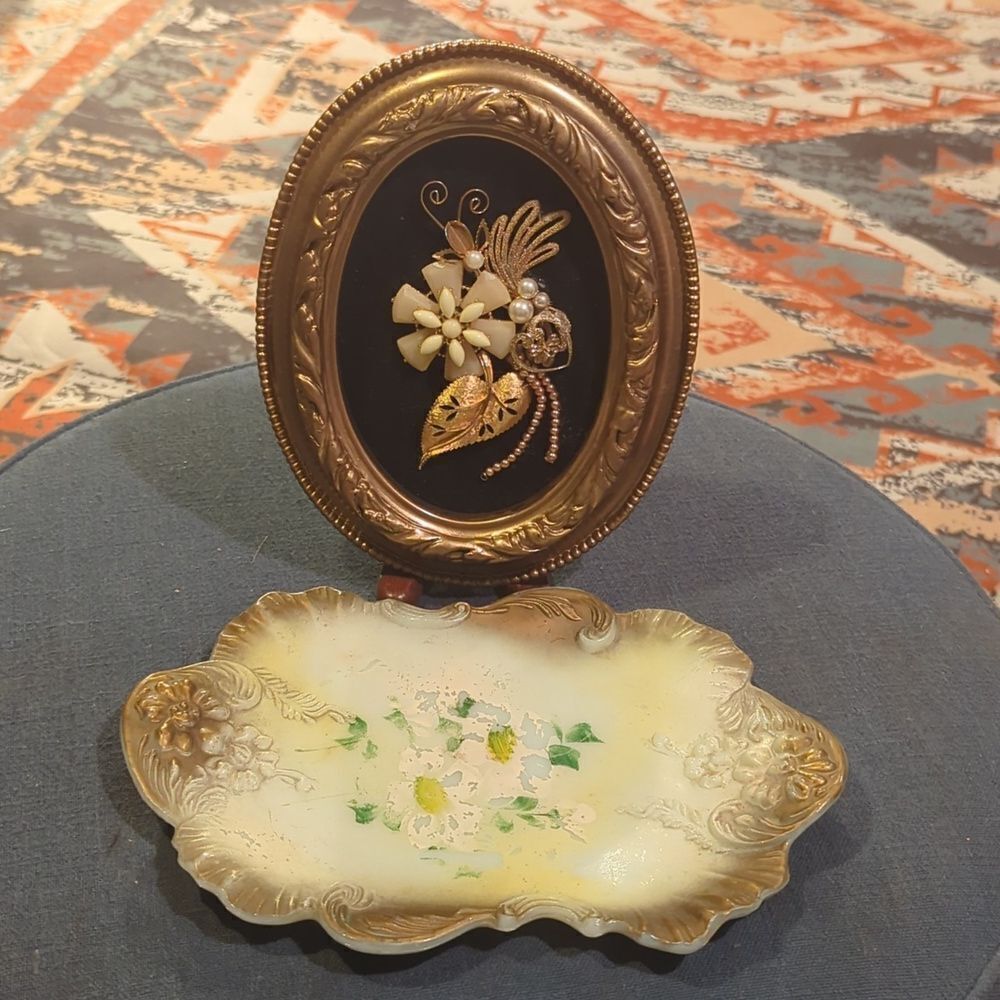 Mt Washington Glass‎ Dresser Tray No. 71 Hand Painted 10"x7" vintage jewelry art